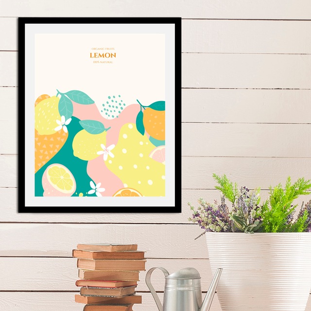 queence Bild »Lemon« Abstrakt | Figuren | Obst | Obst Bilder | Schriftzug 1 Stk. tlg. gerahmt