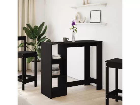 Table de bar avec étagère noir 124x46x103,5cm bois d'ingénierie