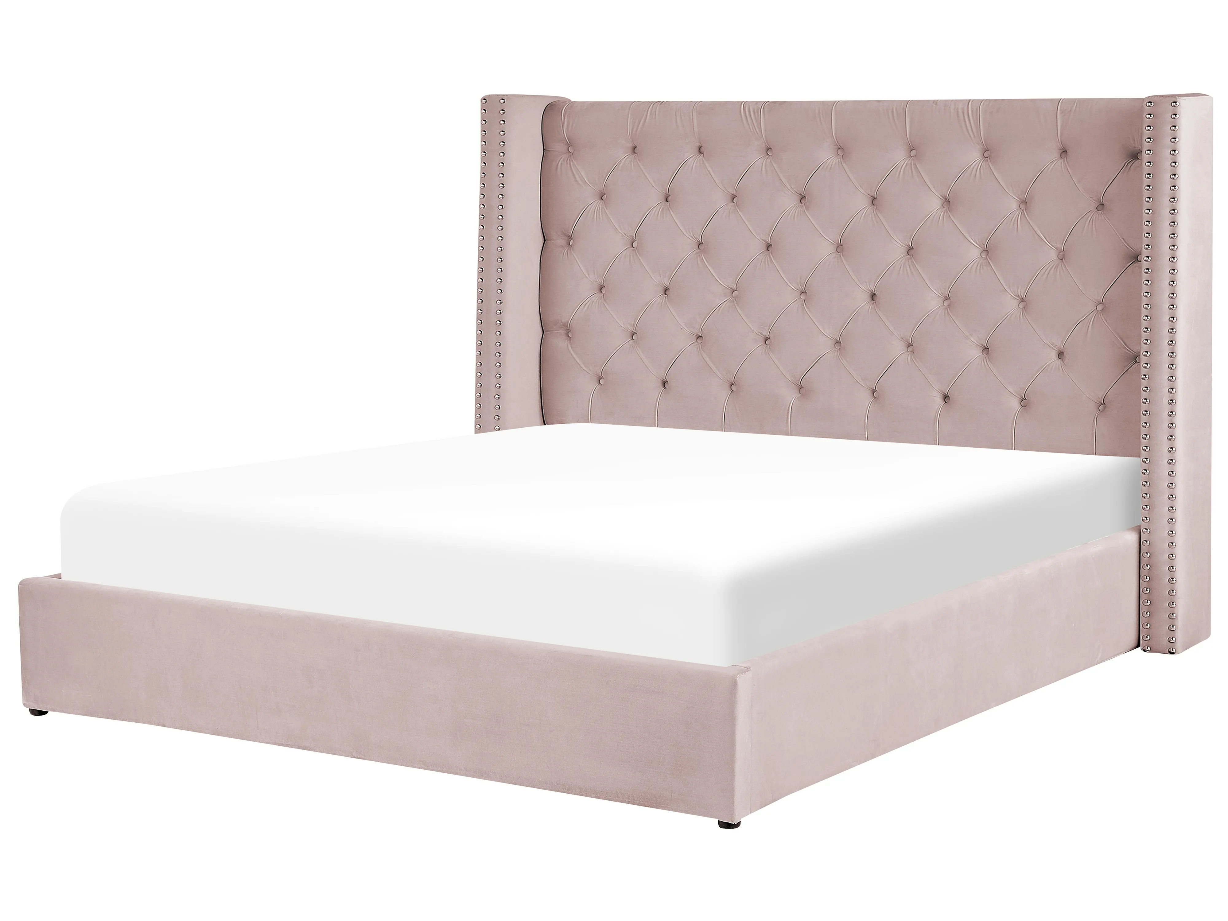 Bed met opbergruimte Fluweel LUBBON 180 x 200 cm Pastelroze Roze