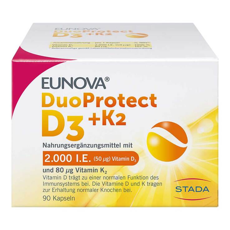 Eunova Duoprotect D3 + K2 2000 I.E. / 80 µg Kapseln, 90 St