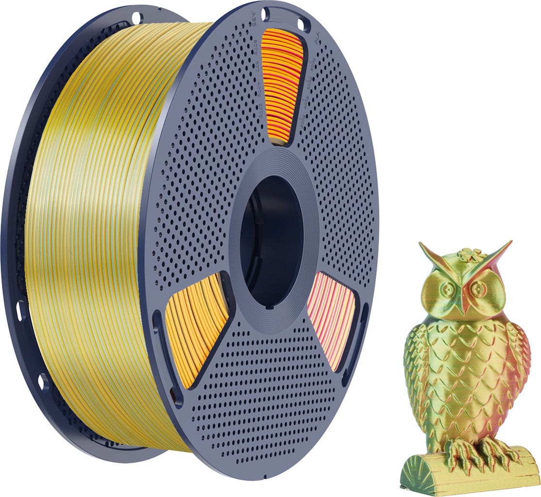 SUNLU  Silk PLA+ Tri-Color Red Yellow Green, 1,75 mm / 1000 g    Dreifärbiges PLA Material mit glänzendem Finish