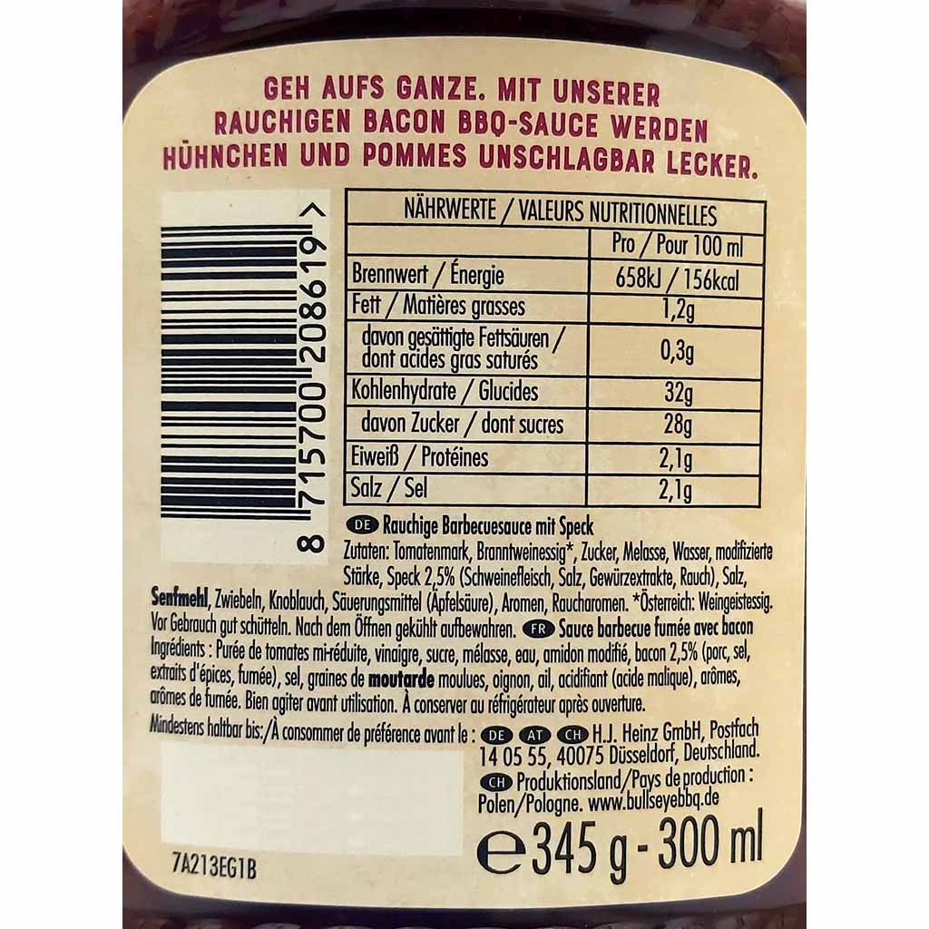 Bulls-Eye Smoky Bacon BBQ Sauce 300ml , 345g MHD:30.4.25
