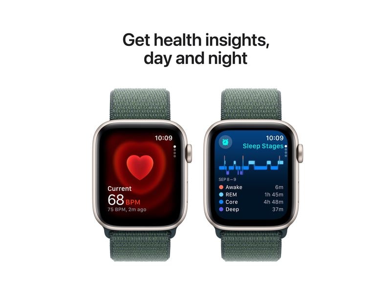 Apple Watch SE 2024 44 mm LTE Lake Green Sport Loop Kann schön viel. Für ganz schön wenig.