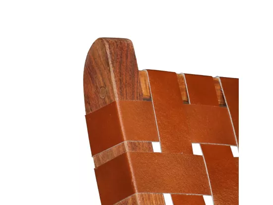 Fauteuil pliable Bandes croisées Marron Cuir véritable