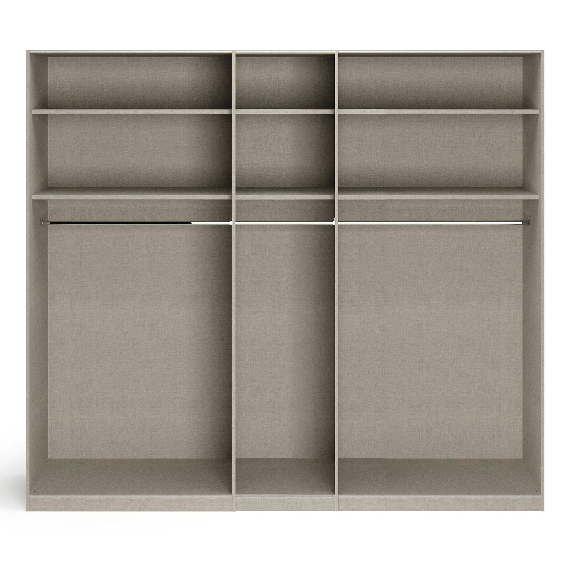 Drehtürenschrank - seidengrau - Kristallglasspiegel - 5-türig - 226x229 cm
