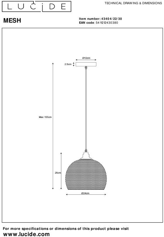 Lucide   Mesh Hanglamp
