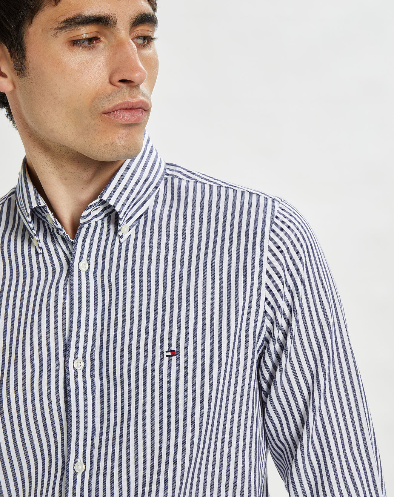 Tommy Hilfiger Chemise slim Dobby rayée bleu/blanc