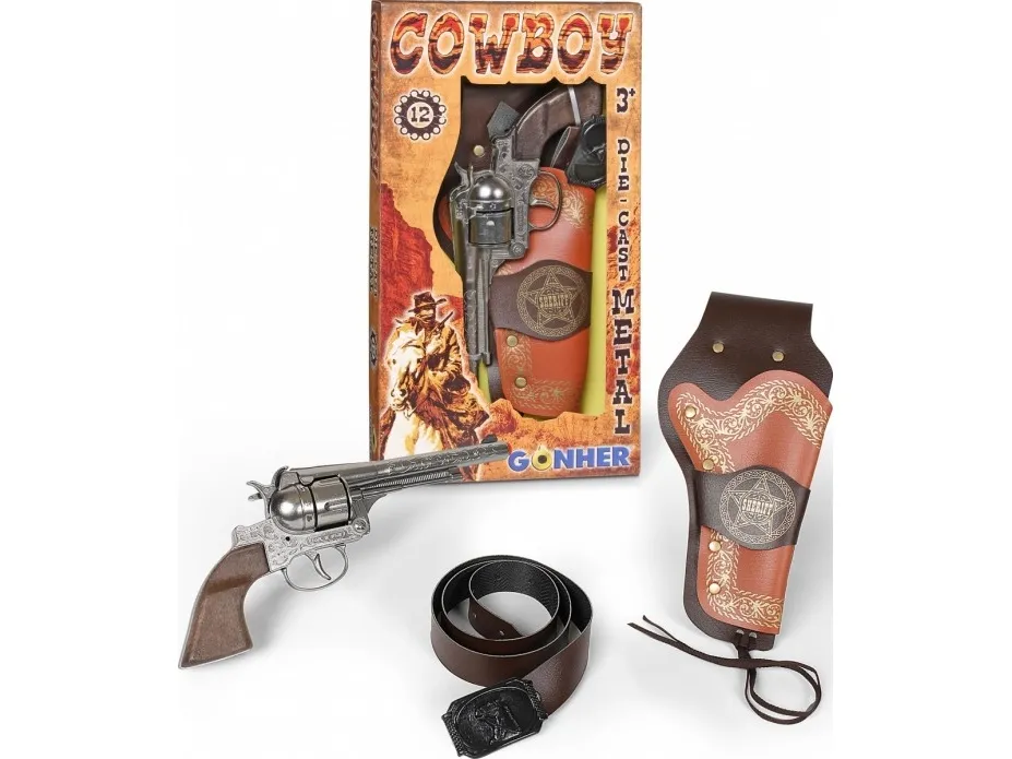 Pulio metal cowboyrevolver med hylster og bælte 149/0 Gonher