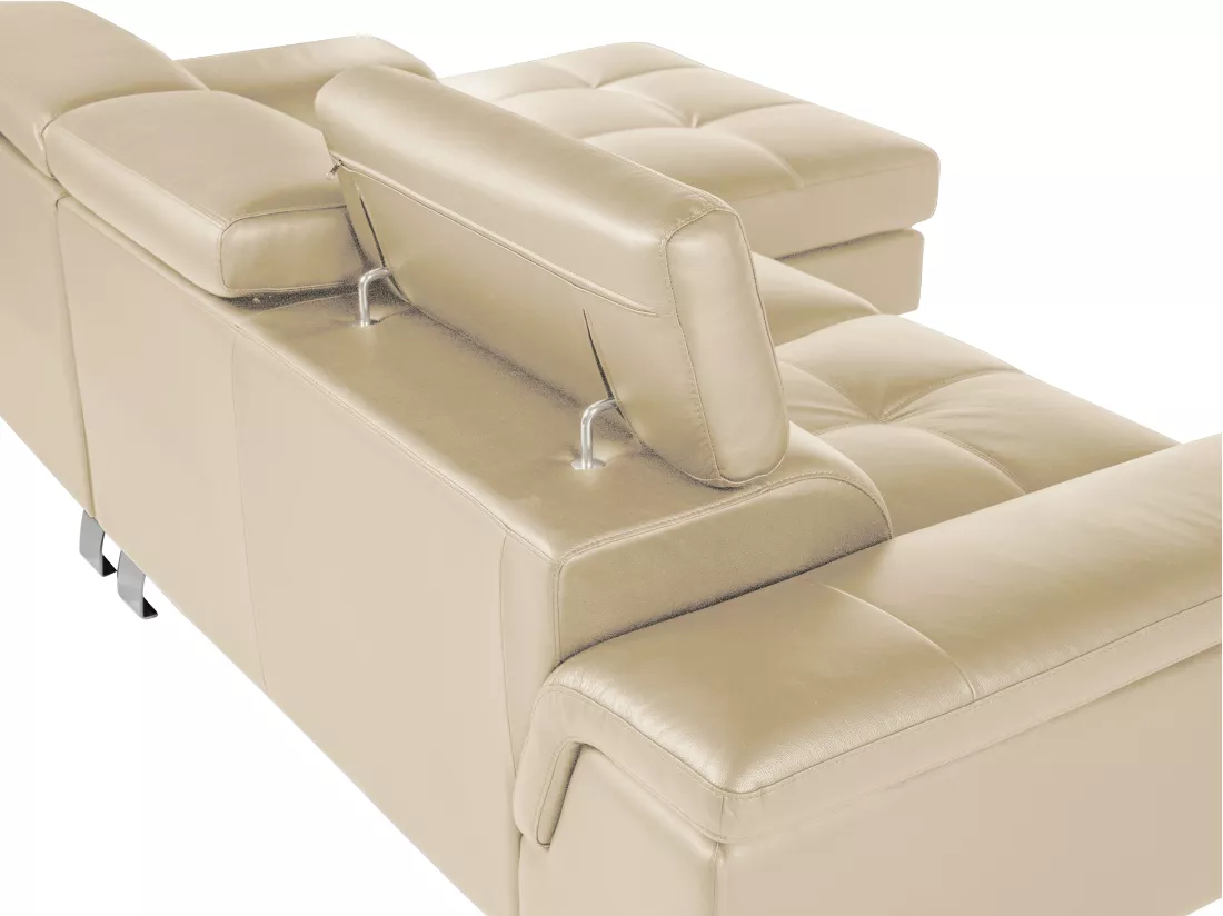 Canapé d'angle cuir MISHIMA - Taupe - Angle droit