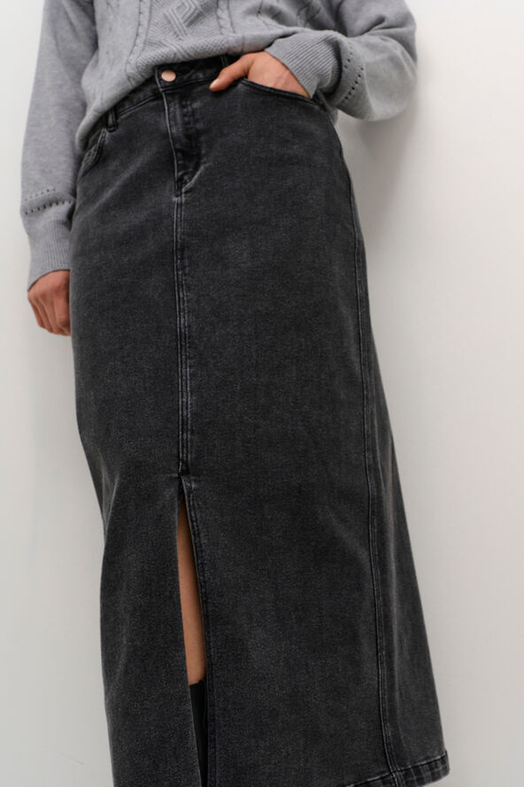 Cream CREbba Denim Skirt Black washed denim