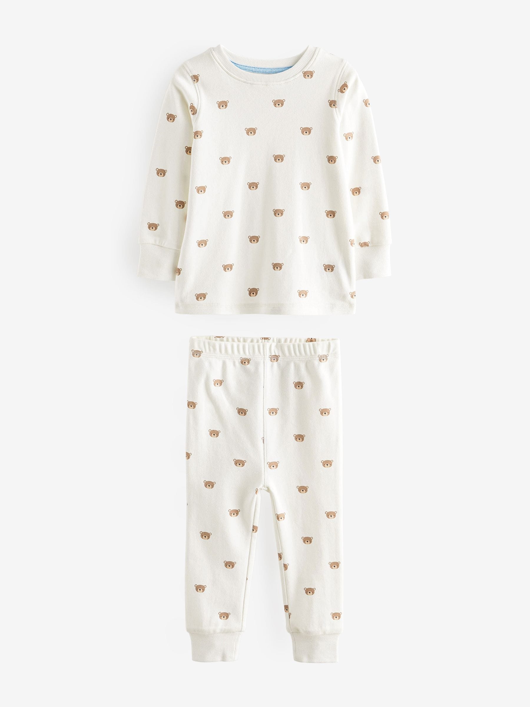 Lichtblauw met beer - Verpakking van 3 knusse pyjama's (9mnd-6jr)