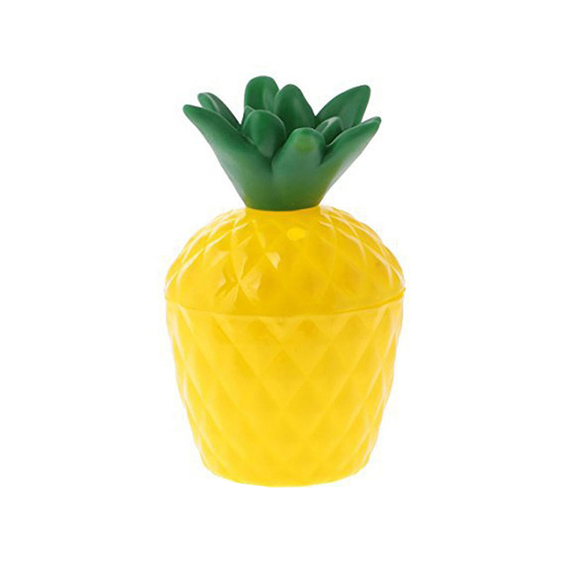 (6er Set) Mehrweg Cocktail Trinkbecher Sommer Party Hawaii Deko Getränke Becher mit Strohhalm - Kokosnuss / Ananas