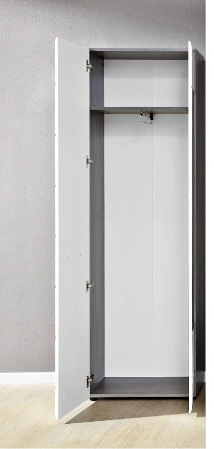 Garderobenschrank Line, Sardegna Rauchsilber-Weiß Hochglanz