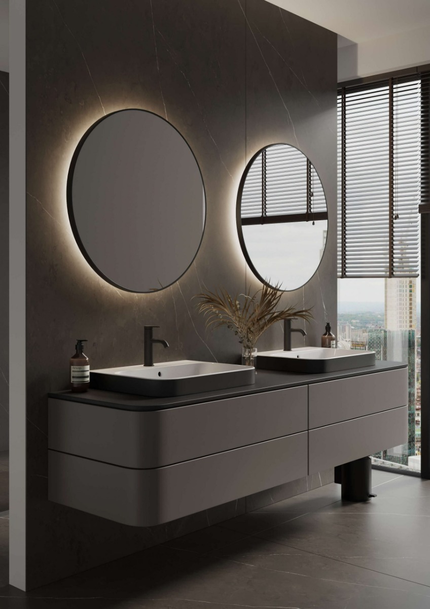 Martens Design Toronto spiegel met LED verlichting, spiegelverwarming en sensor 80cm mat zwart