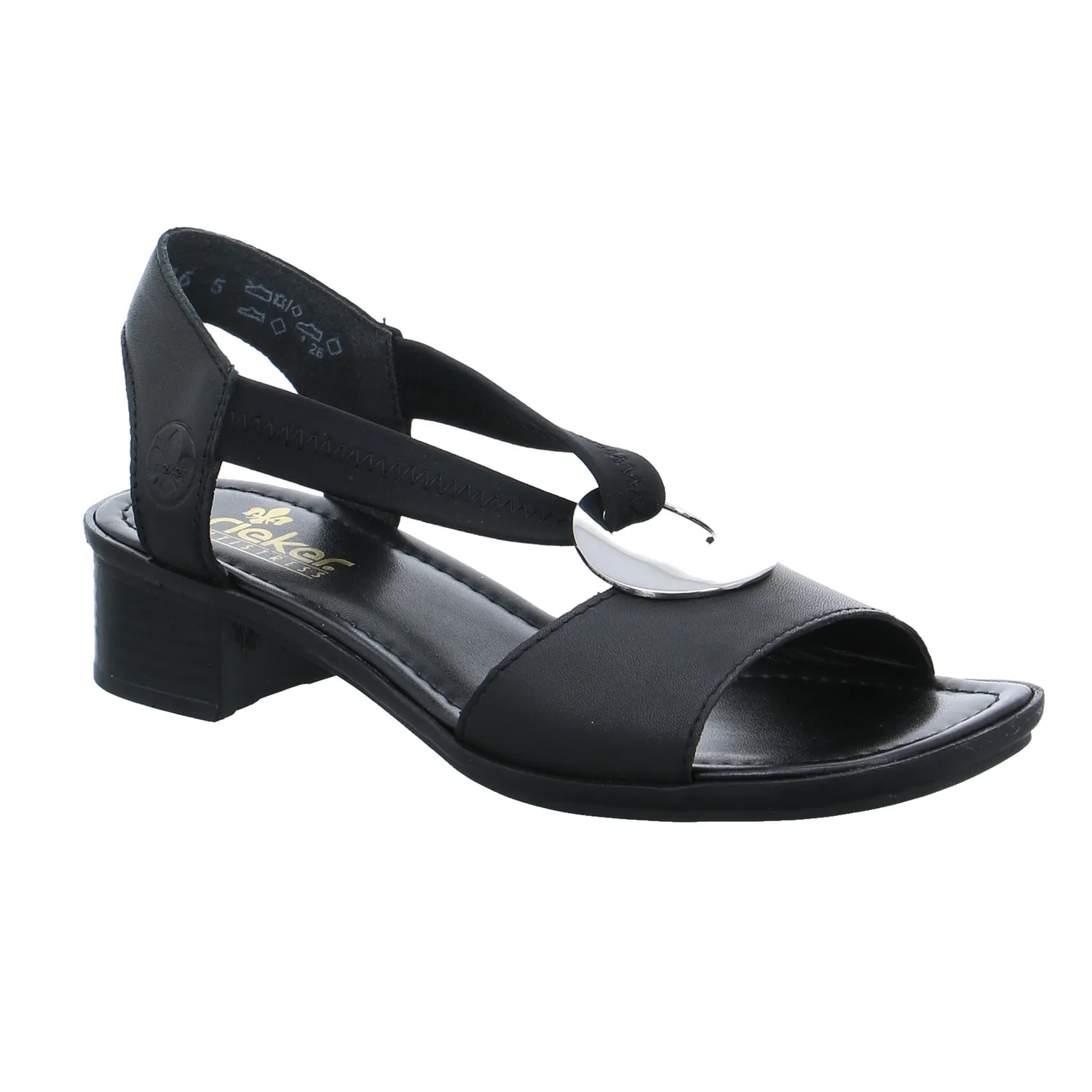 RIEKER Sandalette Schwarz Leder