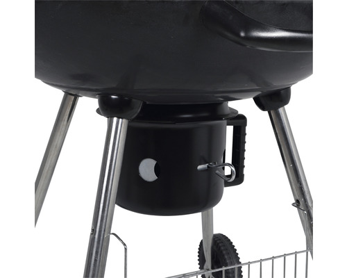 Houtskoolgrill, geëmailleerd staal, zwart, grillrooster 58 x 58 x 88 cm, verchroomd staal, inclusief grillrooster, deksel, dekselhaak, dekselthermometer, warmhoudrek en aslade