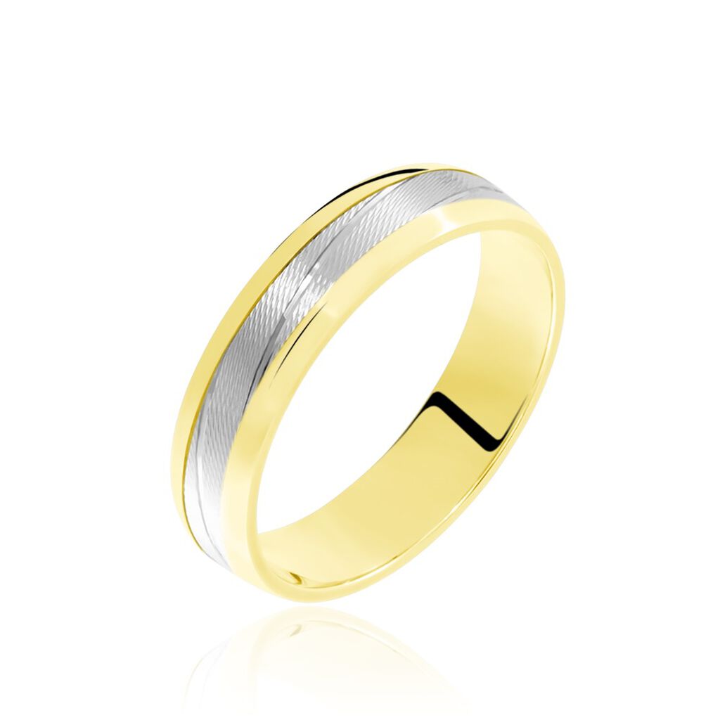 Alliance Fantaisie Rayures Demi Jonc Classique Or Bicolore