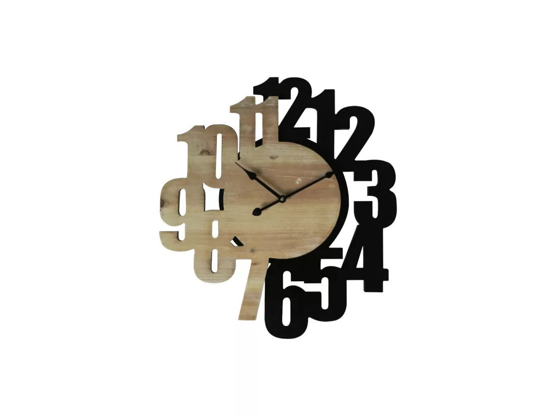 Horloge Horloges Murales Sculptées Mdf Marron Noir 56,5x4,5x50