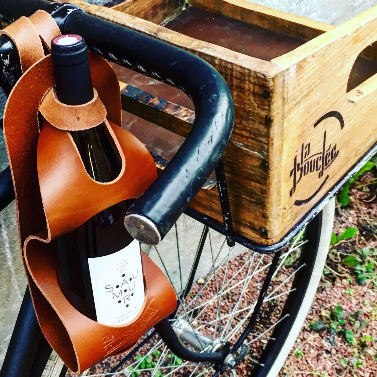 Porte bouteille de vin en cuir
