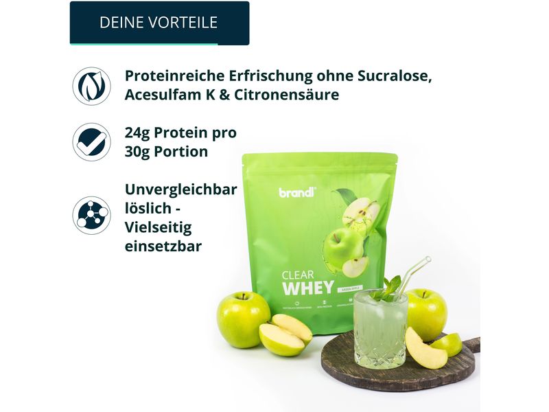 Brandl-Nutrition Pulver Clear Whey Apfel 800 g Protein-Pulver
