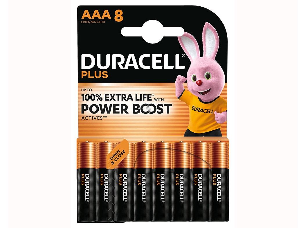 PILHA ALCALINA DURACELL PLUS AAA PACK 8 UNIDADES