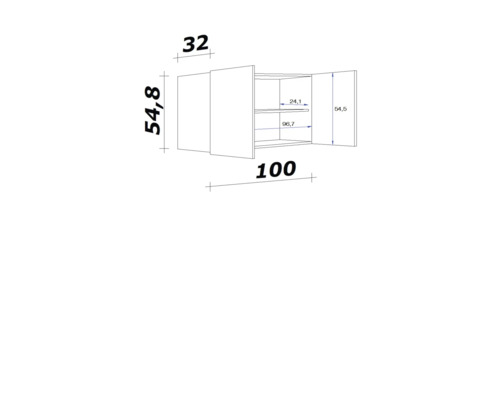 Flex Well Cara wandkast BxDxH 100 x 32 x 54,8 cm eiken design mat gedemonteerd