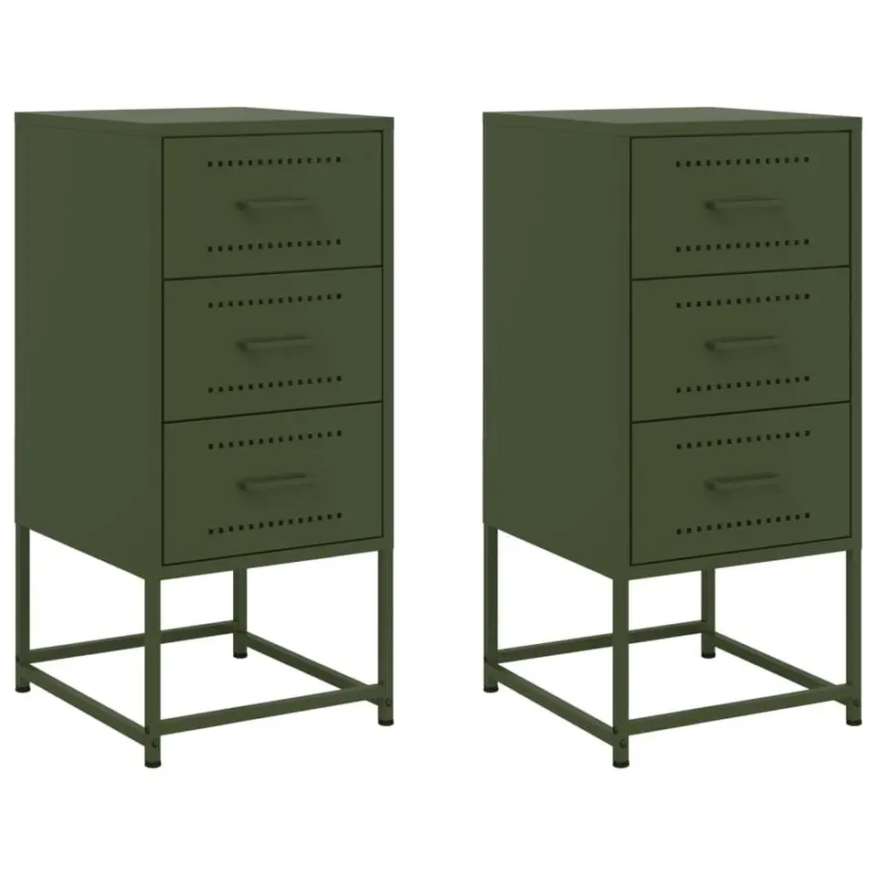 vidaXL - Nachtkastje - Groen - Staal - 2 stuks