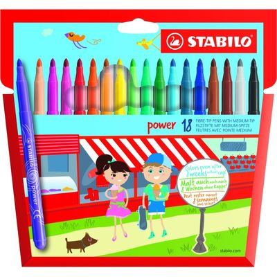 STABILO Power - 18 Feutres- pointe moyenne - couleurs assorties