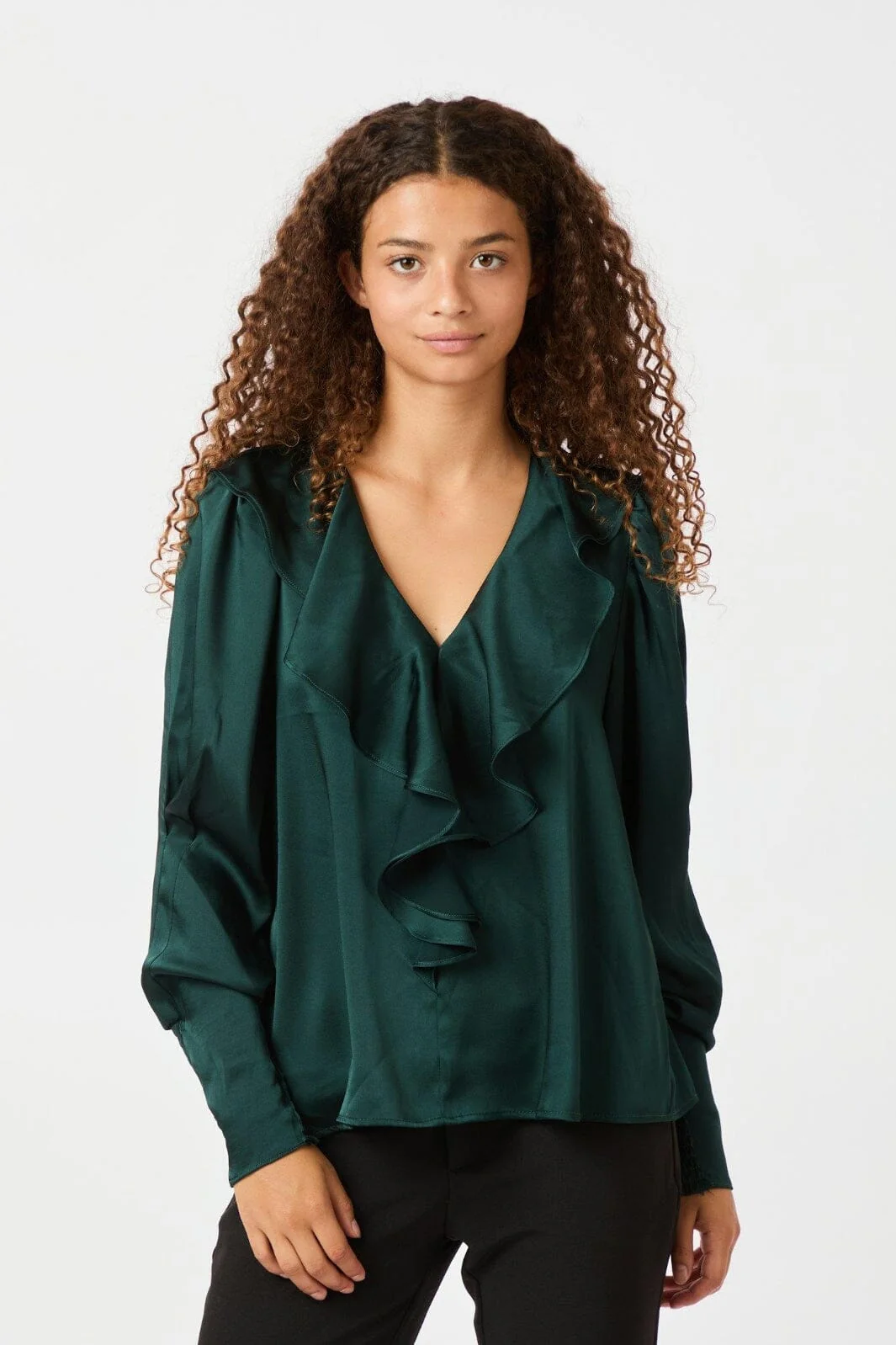 Neo Noir Sandie Sateen Blouse 160963 dark green