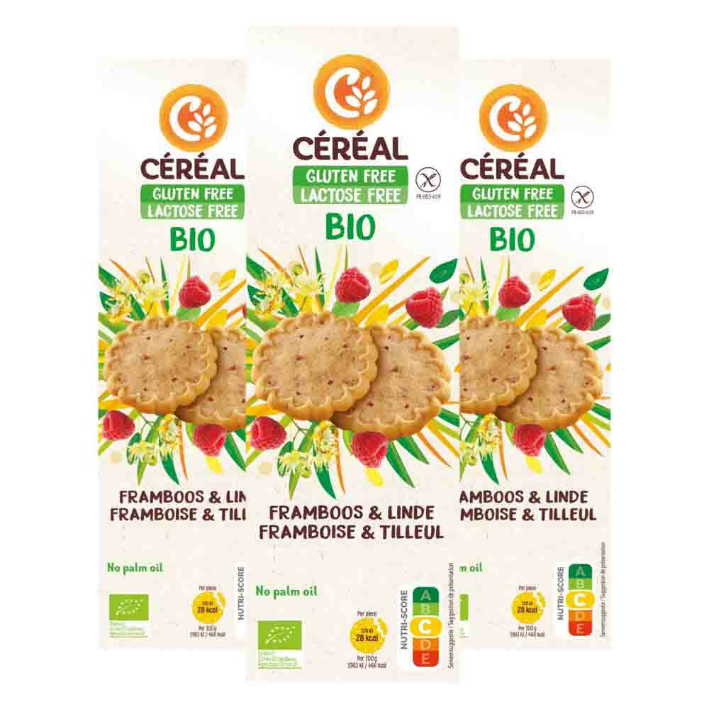 3x Céréal Zandkoek Framboos Lindbloesem120 gr