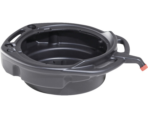 Ronde open opvangbak voor afvalolie en koelvloeistof met schenktuit en 3 handgrepen, 15 l, zwart