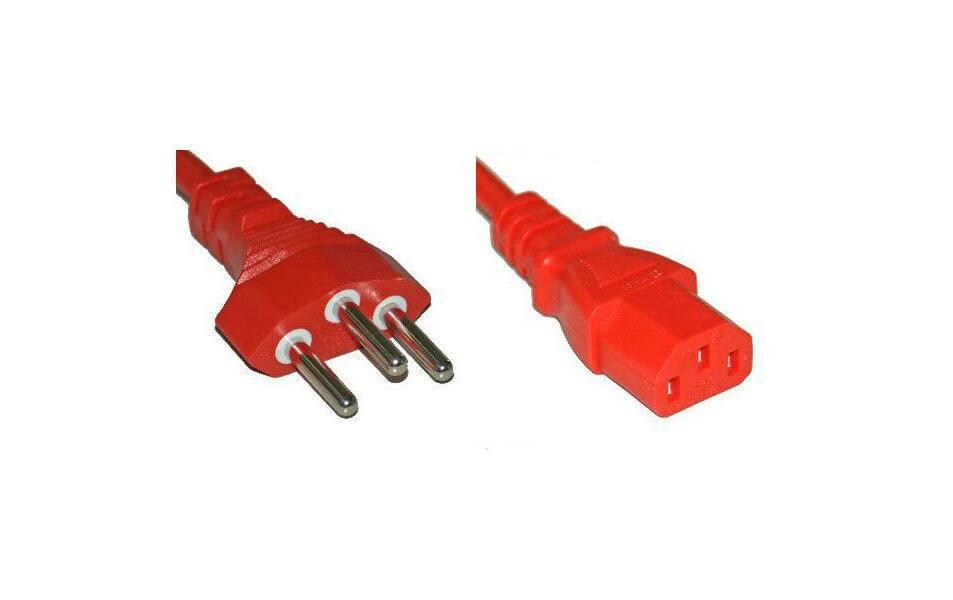 Netzkabel 2.5 m C13-T12T12 auf C13, 250 V, 0.5 m, rot