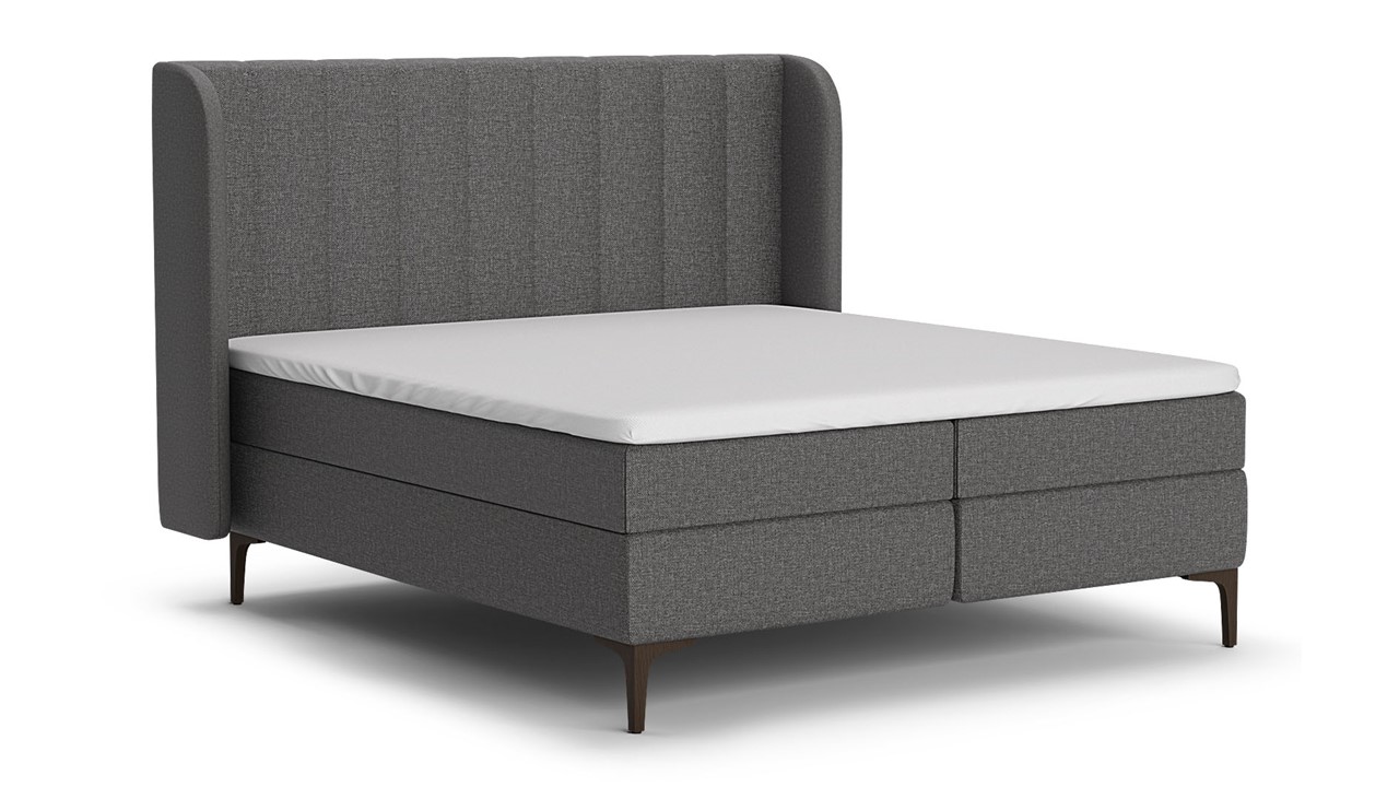 Boxspring Ivory - Linen touch dark grey