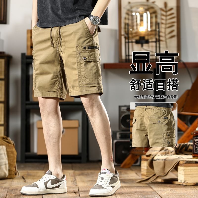 Denimic - Mid Rise Plain Cargo Shorts