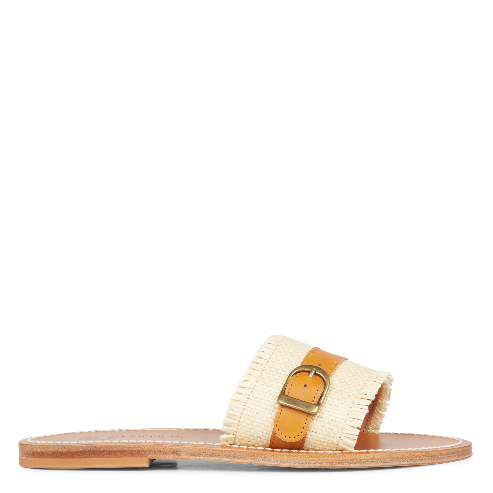 GUITARA RAFFIA - Mules avec raphia en cuir | Beige
