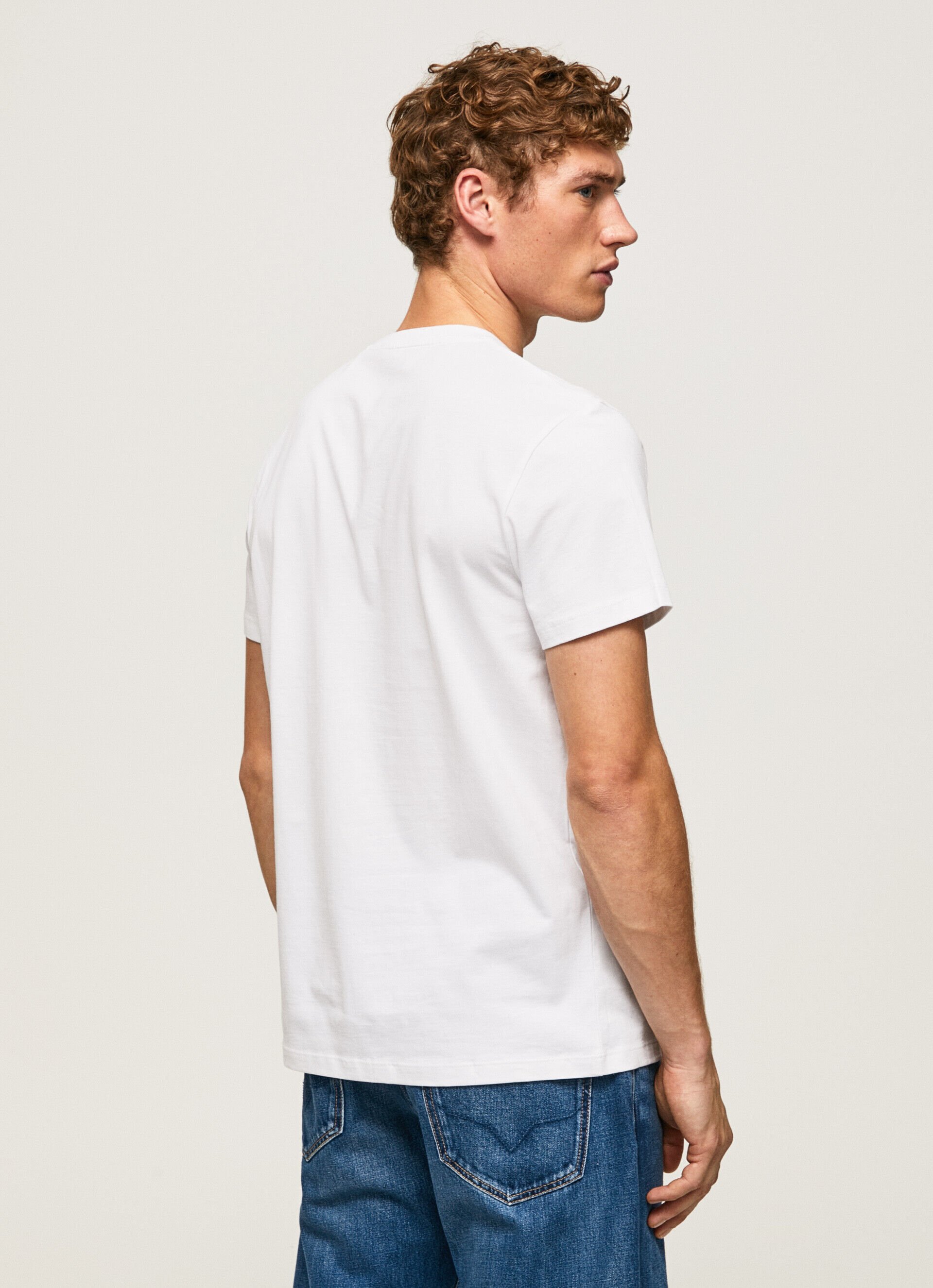 Camiseta de algodão com logo de pinceladas - branca