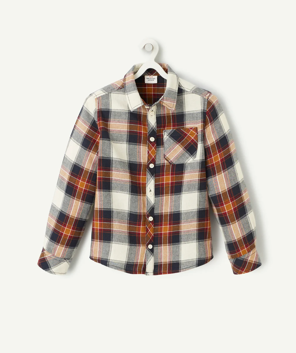 CHEMISE À CARREAUX GARÇON BLEU MARINE ET BORDEAUX