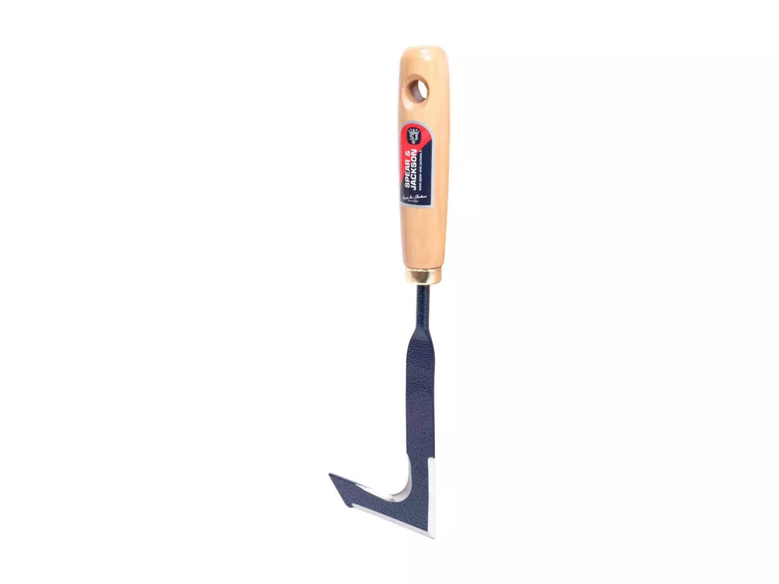 Couteau désherbeur affûté à dalles avec manche en hêtre