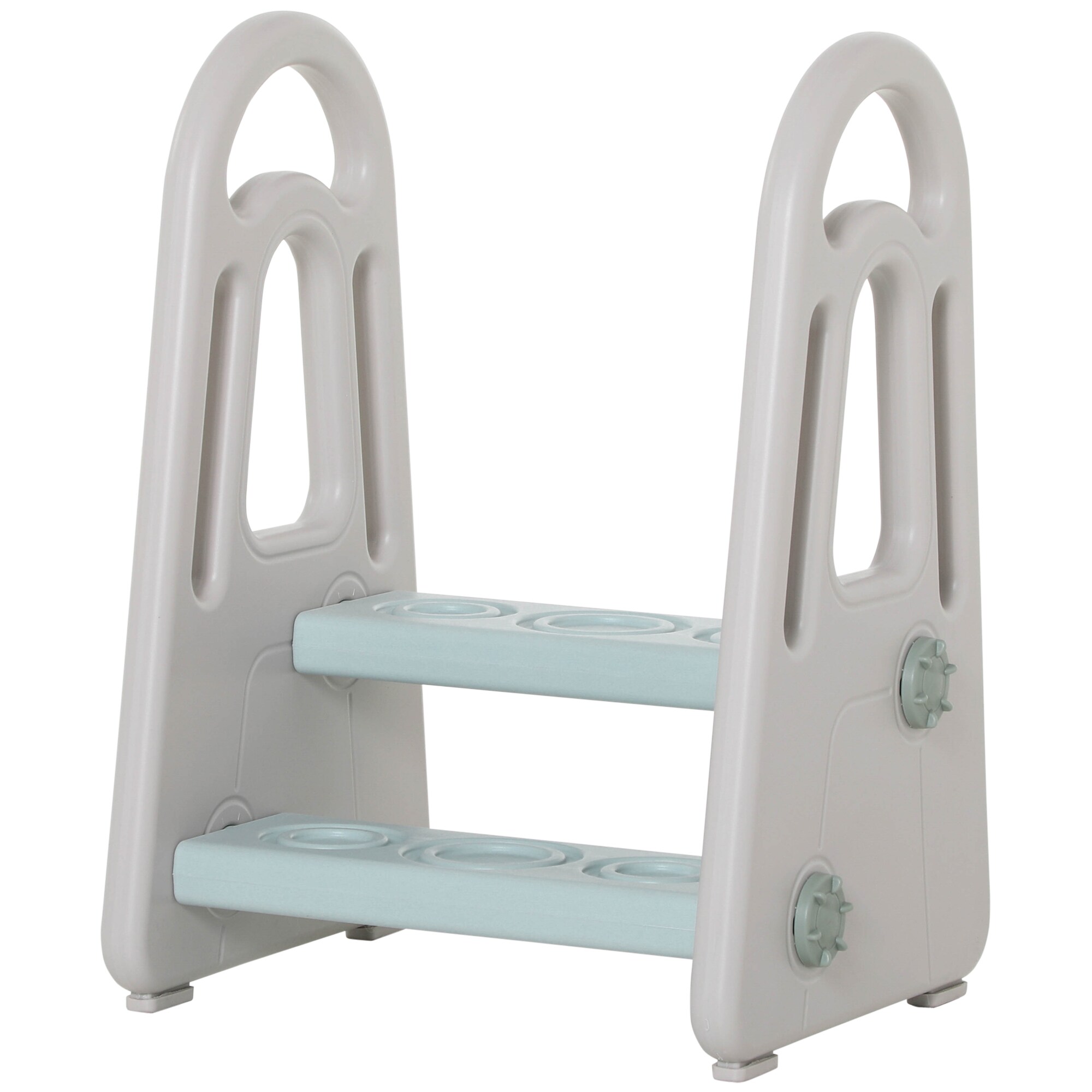 HOMCOM Kinder-Tritt mit rutschfesten Gummi-Füßen Blau, Grau 43,5 x 38,5 x 61 cm (LxBxH)