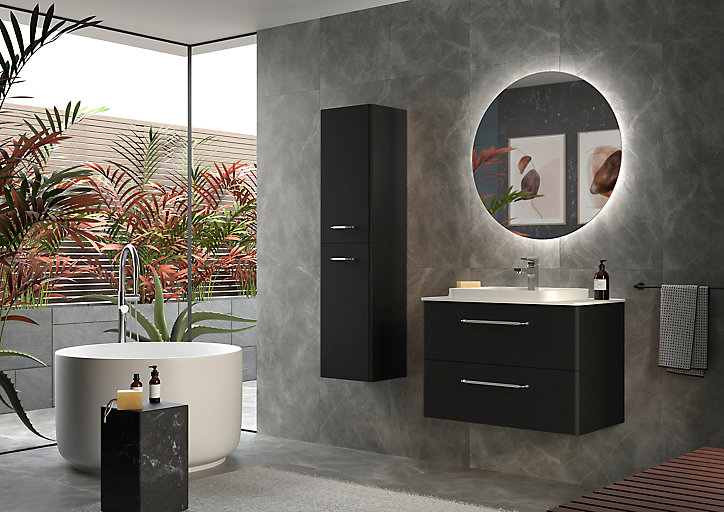 Colonne de salle de bains à suspendre Cygnus bath Teha H. 140 cm noir mat