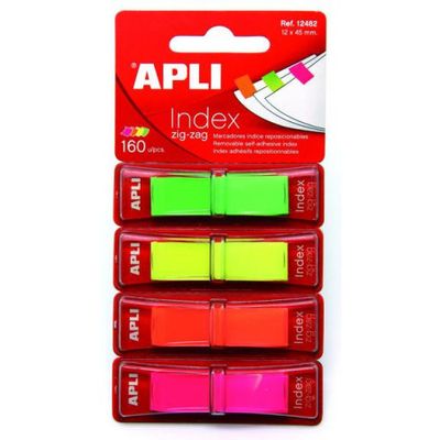 Apli - Marque-pages (Index) - 12 x 45 mm - couleurs fluos