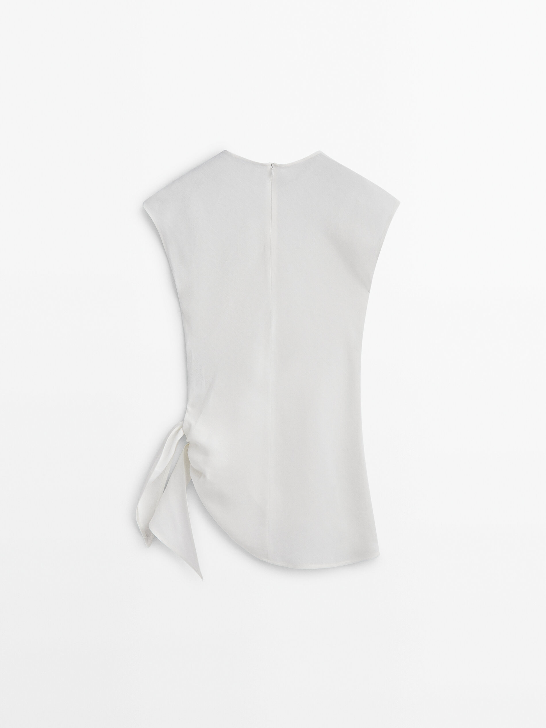 Camisa de linho com detalhes em nude - BRANCA