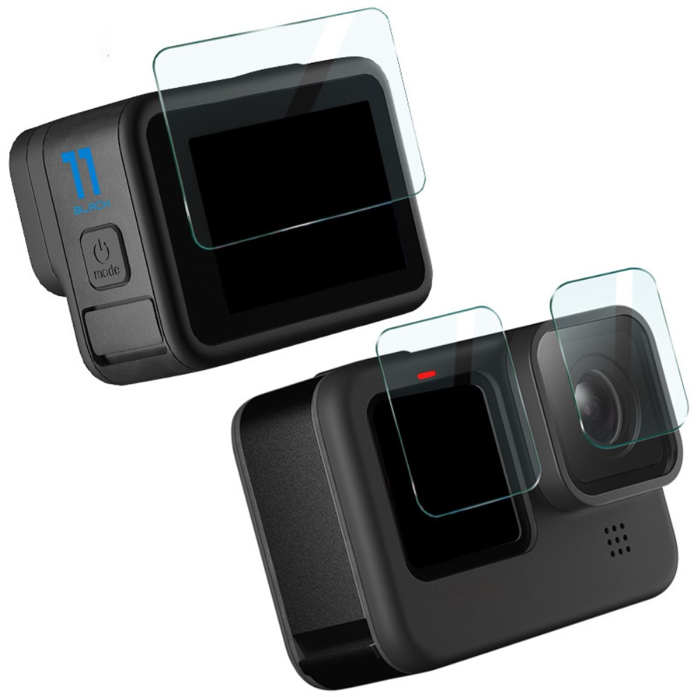 (3-tlg. Set) GoPro Hero 11 Black Panzer Glas Display (1x Kamera / 1x Display) - Transparent