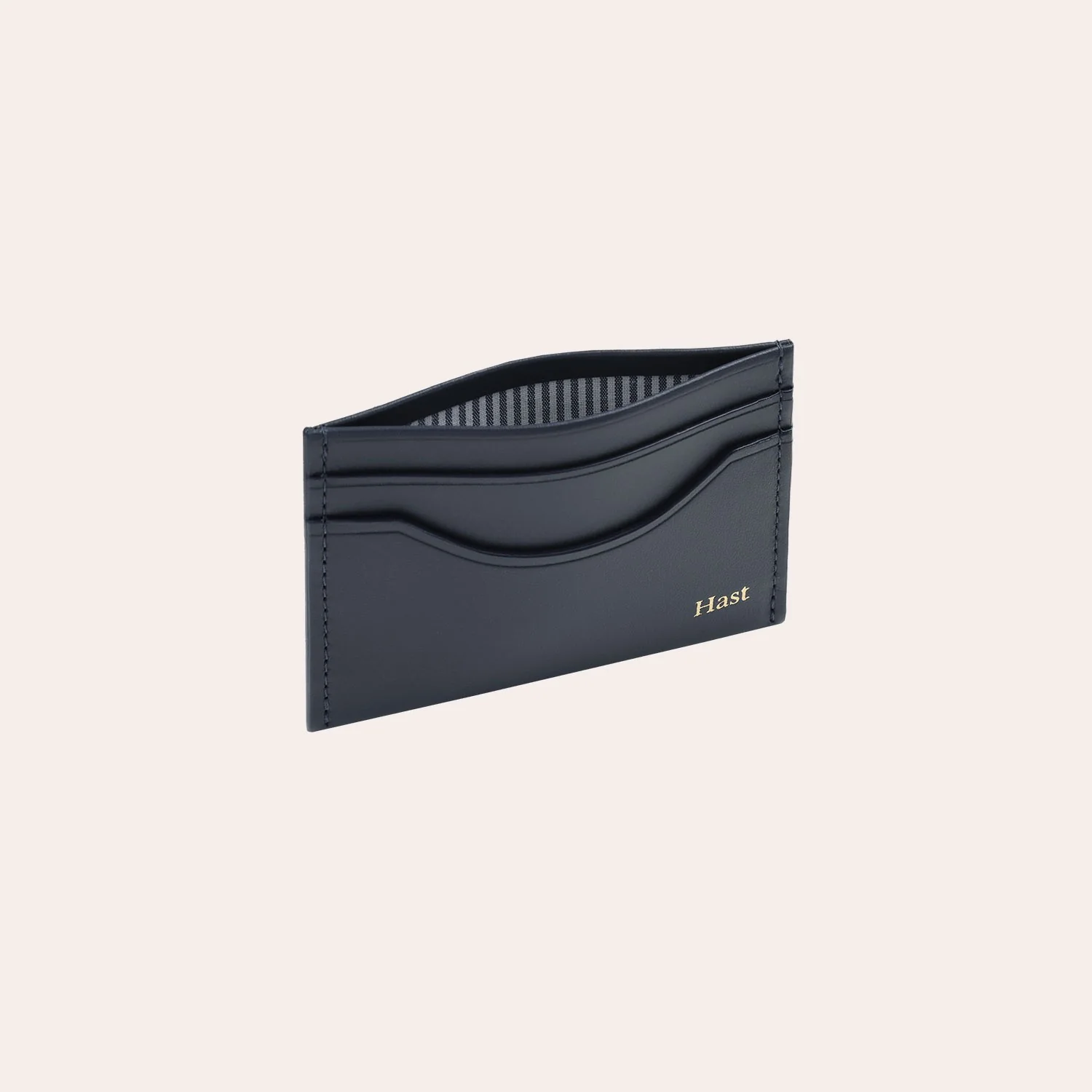 Navy smooth leather card holder