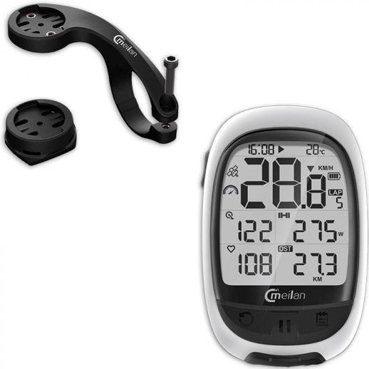 Meilan Fietscomputer GPS M2 - 266 gram - 2.4 inch - Wit/Zwart