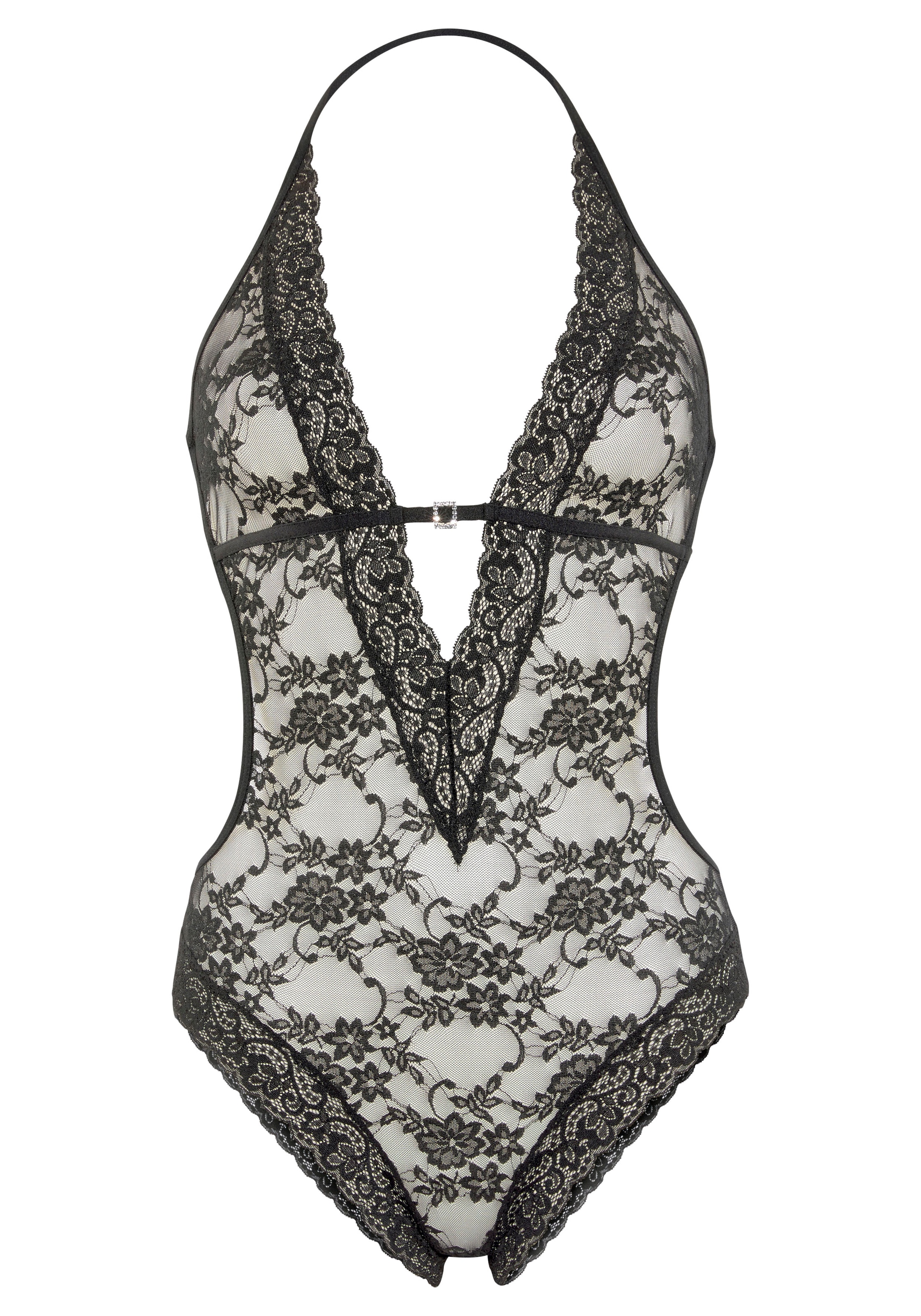 JETTE Body , aus floraler Spitze mit Glitzeraccessoire, sexy Dessous, Reizwäsche