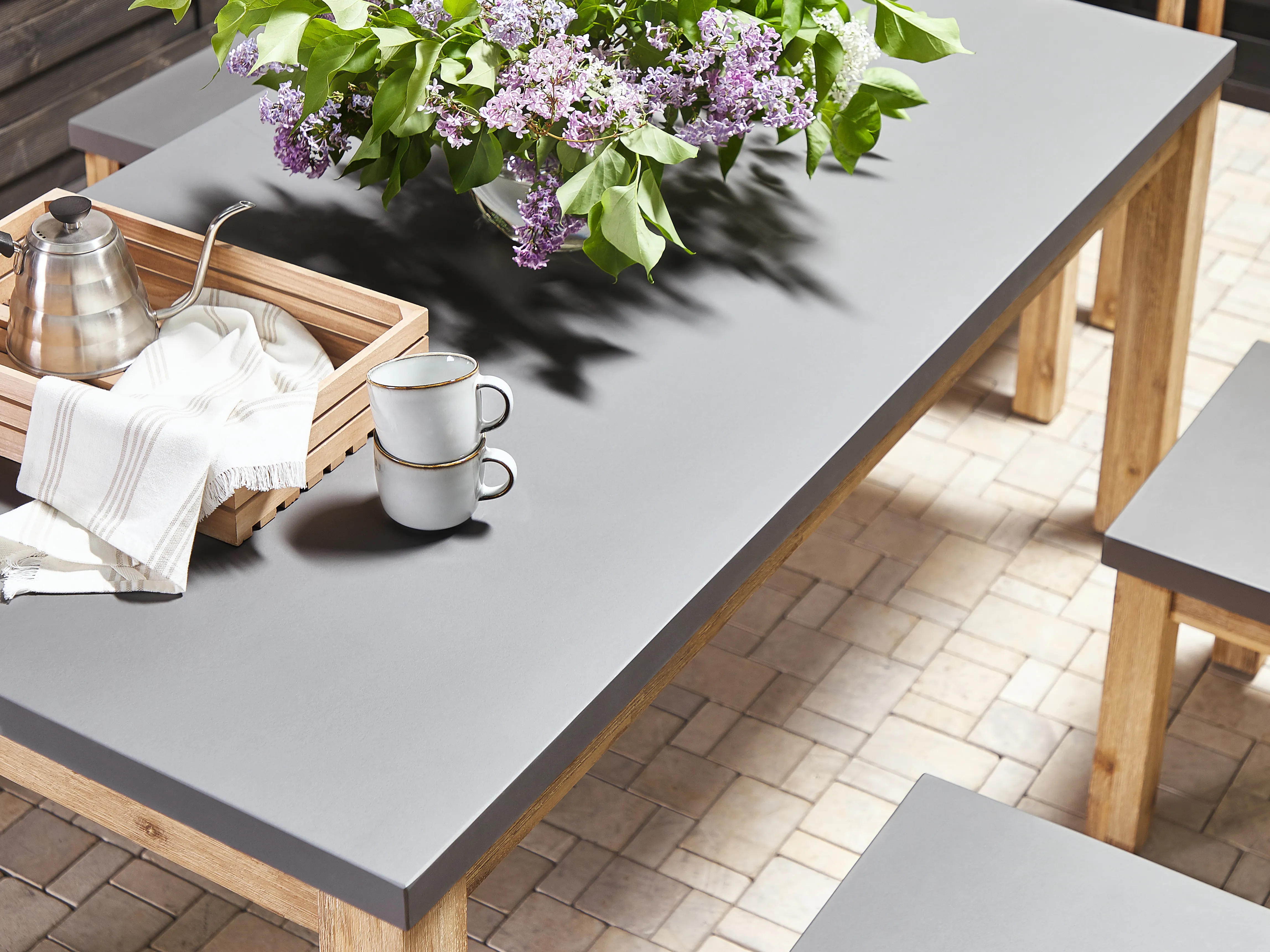 Tuin eettafel OSTUNI 180 cm 90 cm Beton Grijs