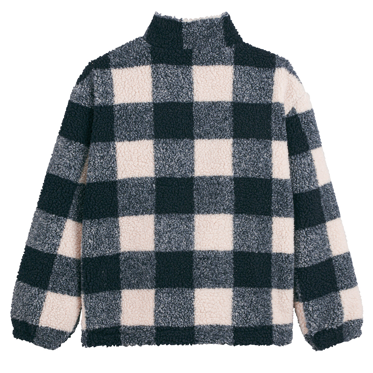 COLEÇÕES LA REDOUTE<br>Suéter xadrez com gola alta e zíper, em sherpa