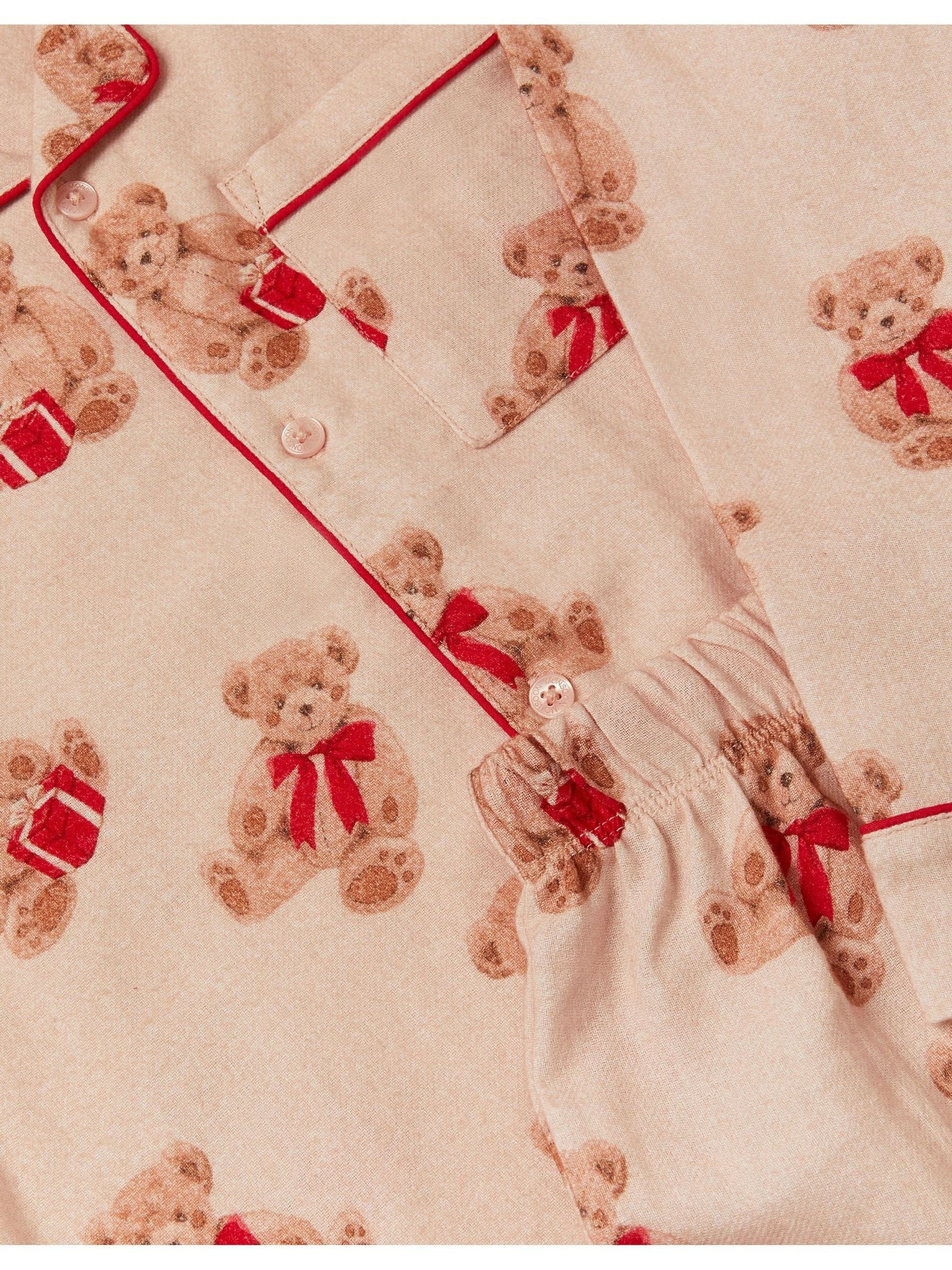 Monsoon Teddy Bear Print Long Christmas Pyjamas Set