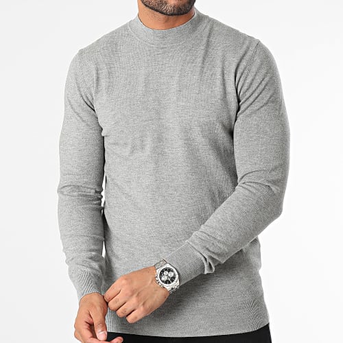 Pull Col Cheminée Gris Chiné